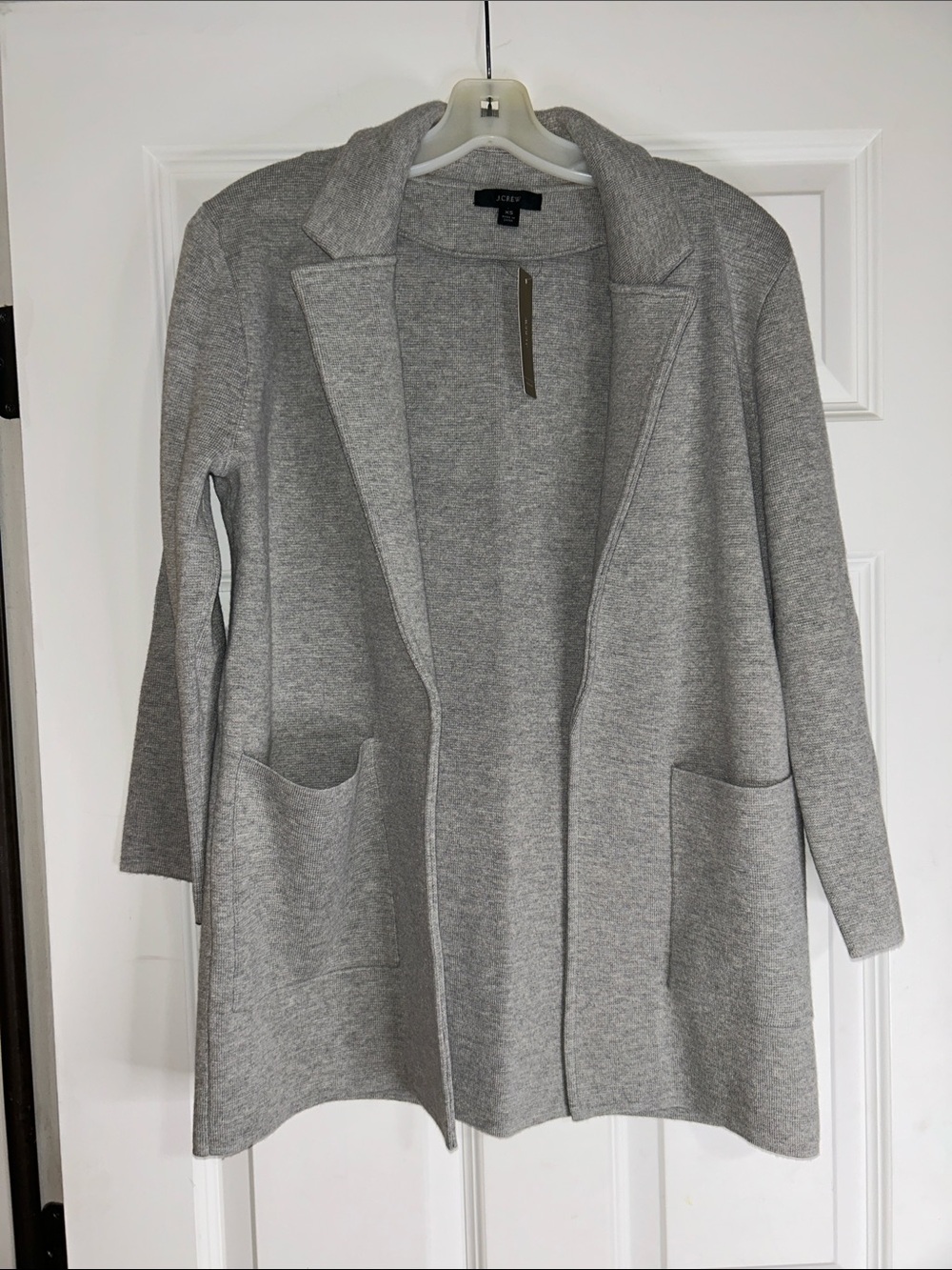 J. Crew Heather Gray Open-Front Knit Cardigan with Pockets
